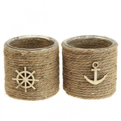 Floristik24 Photophore Maritim lanterne verre Ø10.5cm H10cm 2pcs
