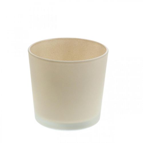 Pot de fleur en verre jardinière beige pot en verre Ø11,5cm H11cm