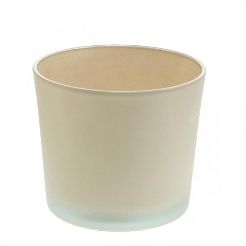 Pot de fleur en verre jardinière beige pot en verre Ø14,5cm H12,5cm