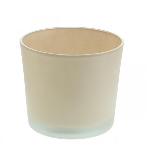 Floristik24 Cache-pot en verre Jardinière beige Jardinière en verre Ø14.5cm H12.5cm