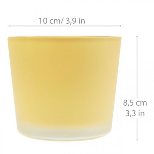 Cache-pot en verre jardinière jaune pot en verre Ø10cm H8.5cm