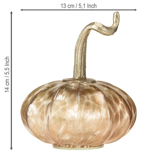 Article Décoration de table citrouille en verre citrouille d'automne verre métal H14cm 2 pcs