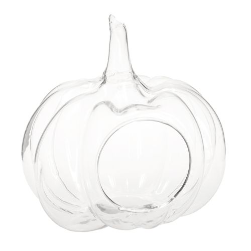 Floristik24 Citrouille en verre avec ouverture, décoration d&#39;automne citrouille, transparente, Ø21 cm, H20 cm