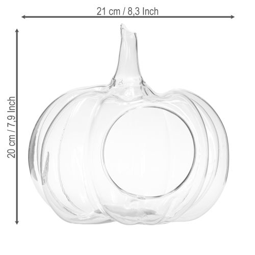 Article Citrouille en verre avec ouverture, décoration d'automne citrouille, transparente, Ø21 cm, H20 cm