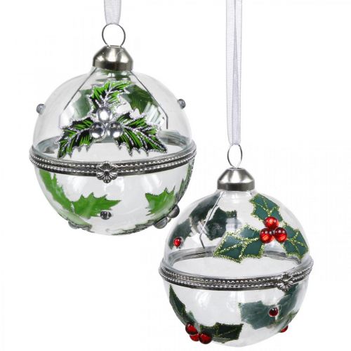 Article Boules de sapin de Noël en verre à remplir de houx Ø6cm 2pcs