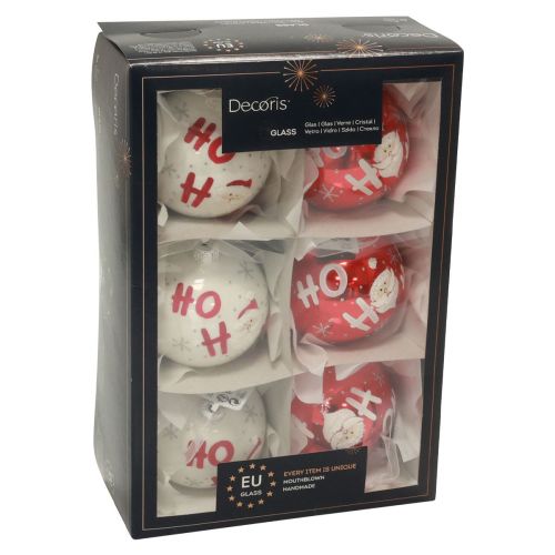 Floristik24 Boules de Noël en verre Boules de sapin de Noël Père Noël 6pcs