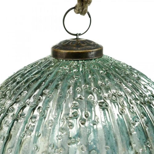 Floristik24 Boule en verre à suspendre en verre de décoration de Noël vintage bleu Ø15cm