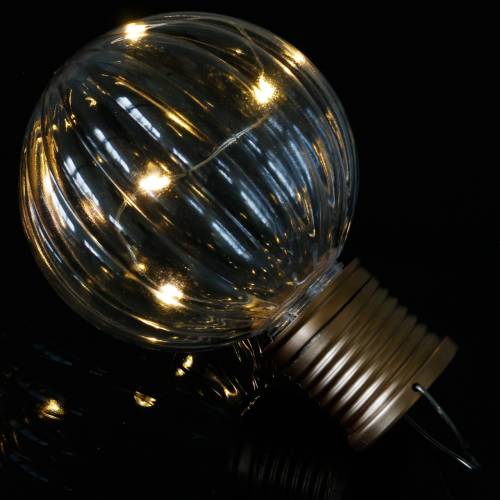Floristik24 Lampe solaire LED look rétro transparent blanc chaud Ø8cm
