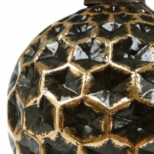 Floristik24 Boule de Noël motif nid d&#39;abeille marron, doré Ø10cm 3pcs