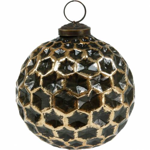Floristik24 Boule de Noël motif nid d&#39;abeille marron, doré Ø10cm 3pcs