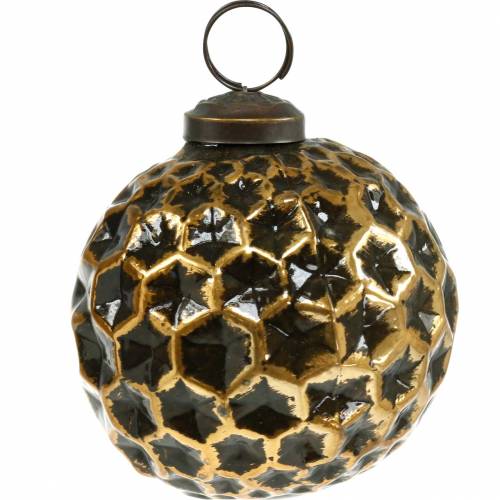 Floristik24 Boule de Noël motif nid d&#39;abeille marron, doré Ø7,5cm 4pcs