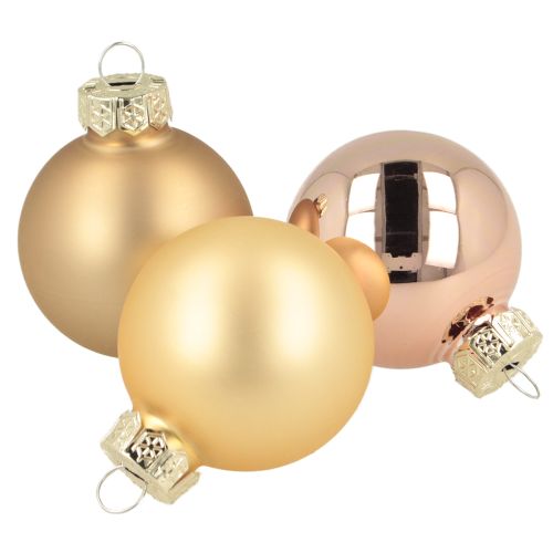 Boules de Noël en verre or rose Ø4cm 24 pcs