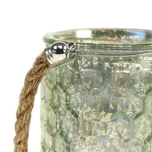 Floristik24 Lanterne en verre avec sorte de cordon. Ø7cm H9cm 4pcs