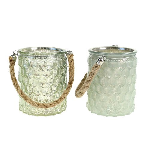 Floristik24 Lanterne en verre avec sorte de cordon. Ø7cm H9cm 4pcs