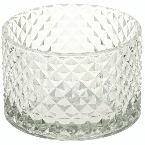 Bougeoir en verre style rétro diamant transparent Ø10,5 cm 2 pièces