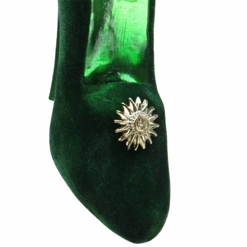 Floristik24 Chaussures en verre velours vert 12cm 2pcs
