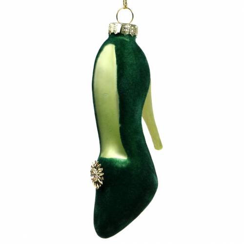 Floristik24 Chaussures en verre velours vert 12cm 2pcs