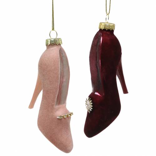 Chaussures en verre velours Bordeaux, vieux rose 12cm 2pcs