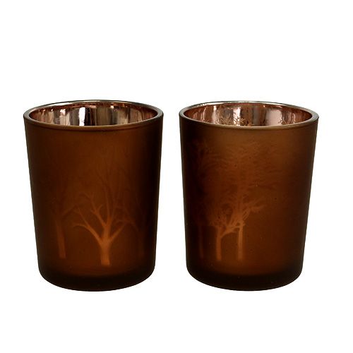 Floristik24 Lumière de verre avec motif brun Ø5,5cm H6,5cm 4pcs