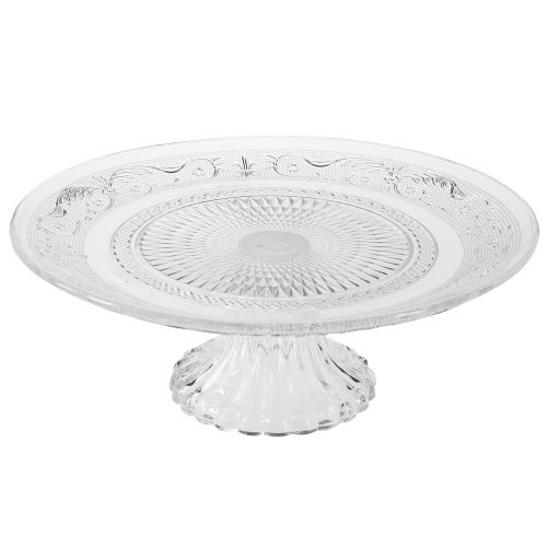 Article Assiette en verre sur pied Bol en verre plat à motif clair Ø25cm