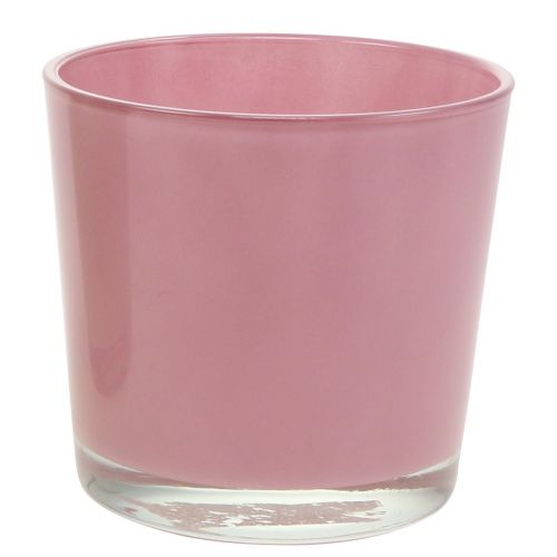 Pot en verre Ø11,5cm H10,8cm vieux rose