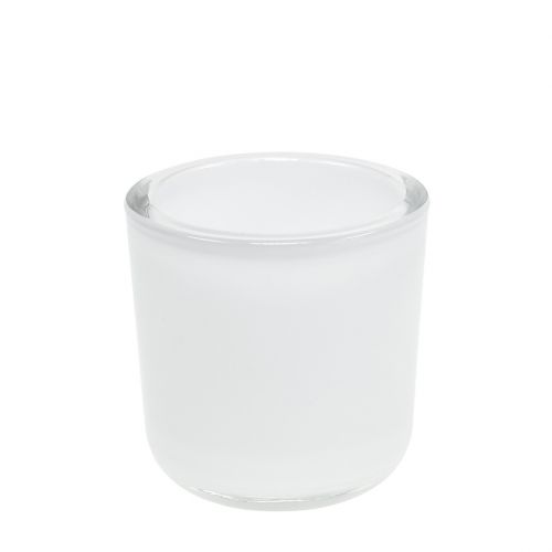 Pot en verre Ø7,8cm H8cm blanc