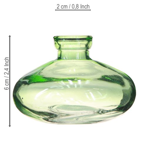 Article Vase en verre bombé Mini vases rétro Vert Ø9cm H6cm 6pcs