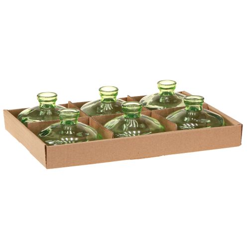 Article Vase en verre bombé Mini vases rétro Vert Ø9cm H6cm 6pcs