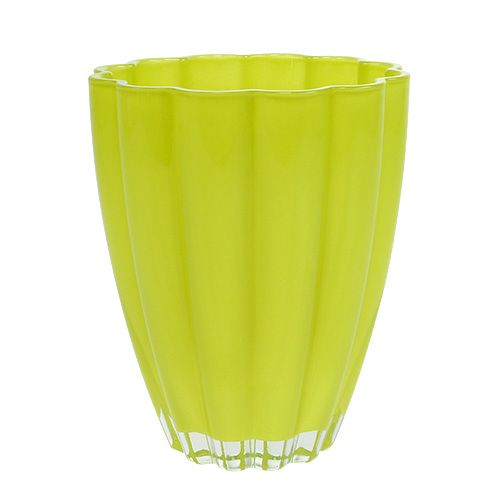 Floristik24 Vase en verre "Bloom" citron vert Ø14cm H17cm