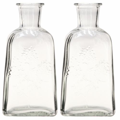 Article Vase bouteille en verre avec motif vase en verre transparent H19cm 2pcs