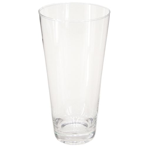 Article Vase conique en verre transparent Ø10cm H20cm