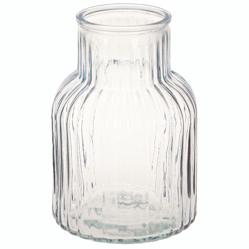 Article Vase à fleurs en verre bleu avec rainures Ø13,5cm H20cm