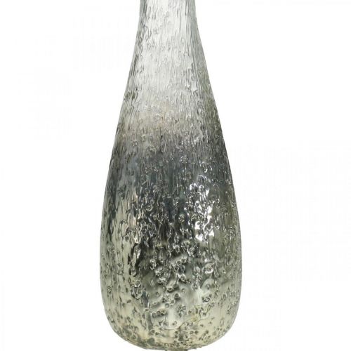 Floristik24 Vase fleuri en verre, vase de table bicolore verre véritable clair, argent H30cm