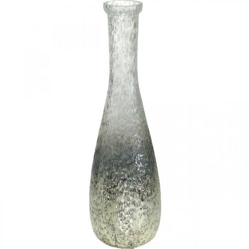 Floristik24 Vase fleuri en verre, vase de table bicolore verre véritable clair, argent H30cm