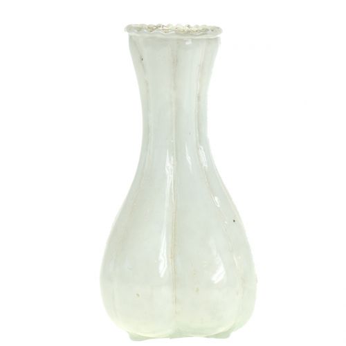 Floristik24 Vase en verre paysan argent blanc H11cm 6pcs