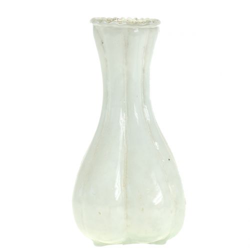 Floristik24 Vase en verre paysan argent blanc H11cm 6pcs