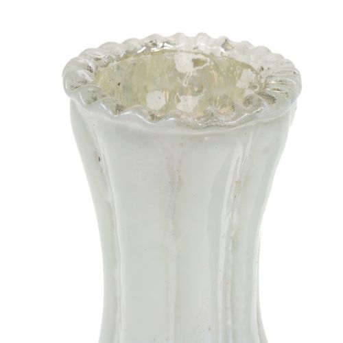 Floristik24 Vase en verre paysan argent blanc H11cm 6pcs