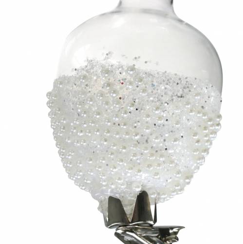 Floristik24 Vase en verre avec clip paillettes et perles Ø4.9cm H9.5cm transparent 3pcs