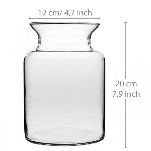 Article Vase à fleurs en verre large transparent Ø12cm H20cm