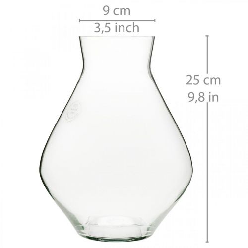 Floristik24 Vase à fleurs en verre vase en verre bulbeux clair vase décoratif Ø20cm H25cm