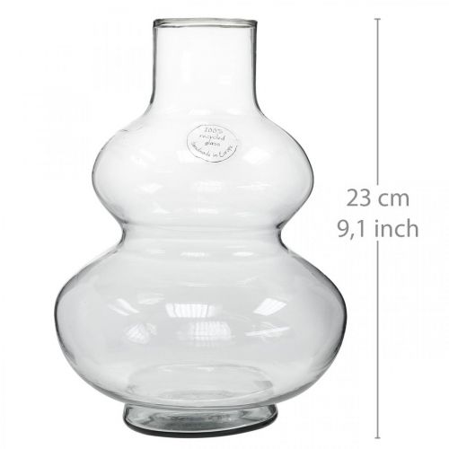 Article Vase en verre vase à fleurs rond vase décoratif verre clair Ø16cm H23cm