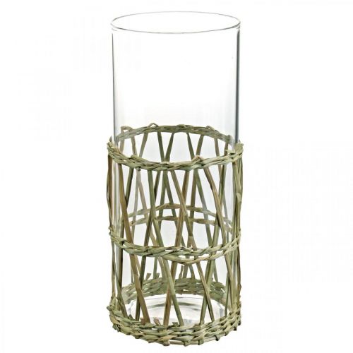 Floristik24 Vase en verre cylindre graminées tressées vase décoratif Ø8cm H21.5cm