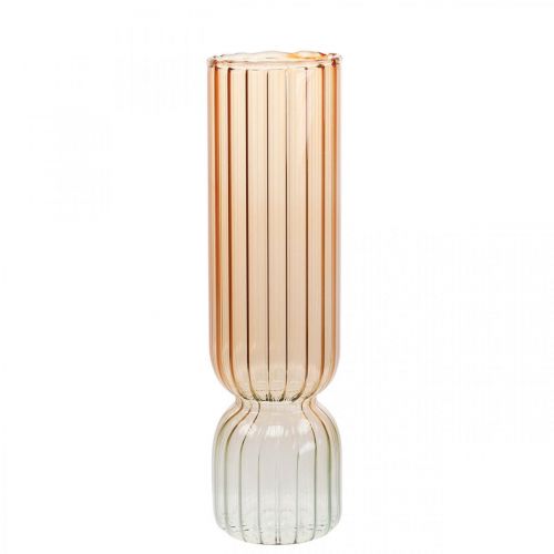 Vase en Verre Vase Décoratif Marron Clair Mini Vase Ø5cm H18cm