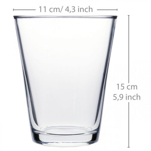 Floristik24 Vase en Verre Conique Transparent Ø11cm H15cm