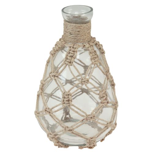 Floristik24 Vase en verre macramé jute naturel été maritime Ø11cm H19,5cm