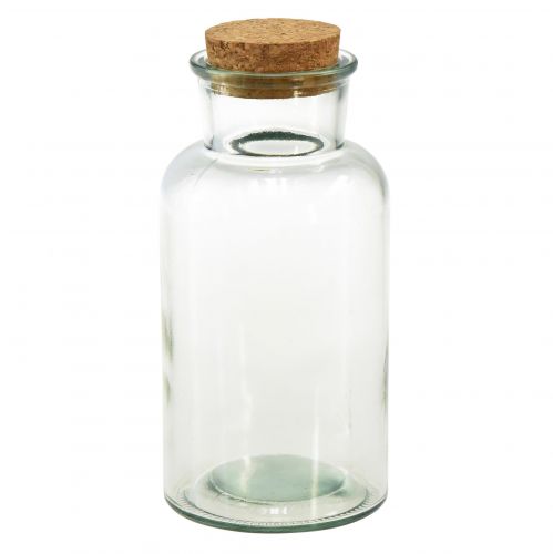 Floristik24 Vase en verre verre d&#39;apothicaire rétro avec bouchon Ø8,5cm H17cm