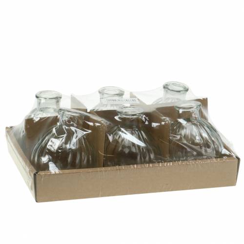 Floristik24 Vase en verre décoratif avec rainures Ø6,8cm H7,7cm 6 pièces
