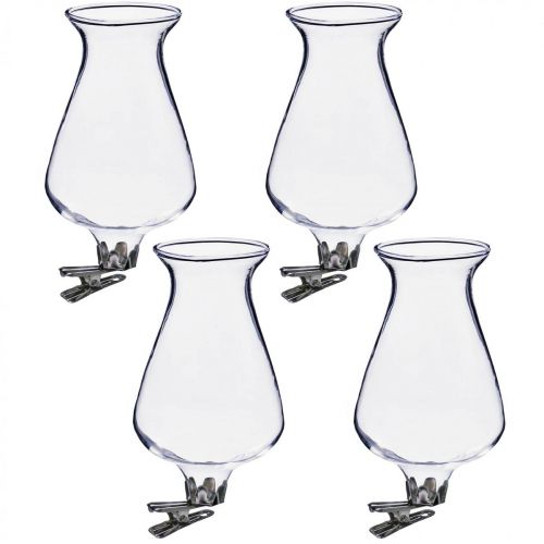 Floristik24 Vase en verre tulipe avec clip Ø5.9cm H11cm clair 4pcs