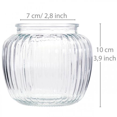 Floristik24 Vase en verre strié Ø11cm H10cm