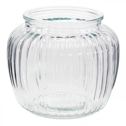 Floristik24 Vase en verre strié Ø14cm H13cm